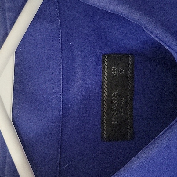 Prada Milano stretch cotton dress shirt color blue size 43/17 - Picture 7 of 14